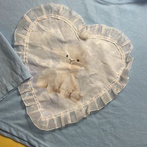 Five Five 🐑 Long sleeved Cropped shirt baby blue with lamb heart ruffle 💕